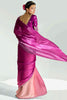 Classy Wine Border Work Organza Engagement Wear Saree