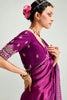 Classy Wine Border Work Organza Engagement Wear Saree