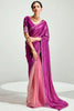 Classy Wine Border Work Organza Engagement Wear Saree