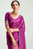 Classy Wine Border Work Organza Engagement Wear Saree