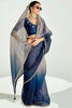 Adorable Navy Blue Border Work Organza Party Wear Saree With Blouse