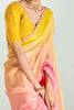 Beautiful Peach Border Work Organza Trendy Saree With Blouse