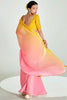 Beautiful Peach Border Work Organza Trendy Saree With Blouse
