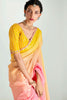 Beautiful Peach Border Work Organza Trendy Saree With Blouse