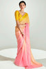 Beautiful Peach Border Work Organza Trendy Saree With Blouse