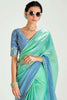 Gorgeous Sea Green Border Work Organza Engagement Wear Saree