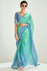 Gorgeous Sea Green Border Work Organza Engagement Wear Saree
