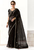 Fabulous Black Sequins Tissue Silk Party Wear Saree With Blouse
