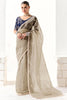 Magnetic Grey Sequins Tissue Silk Event Wear Saree With Blouse