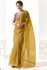 Lavish Mustard Yellow Thread Embroidered Tissue Silk Haldi Wear Saree