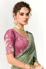 Alluring Pista Green Border Work Tissue Silk Saree With Blouse