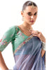 Incredible Dusty Blue Border Work Tissue Silk Reception Wear Saree