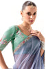 Incredible Dusty Blue Border Work Tissue Silk Reception Wear Saree