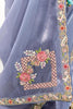 Incredible Dusty Blue Border Work Tissue Silk Reception Wear Saree