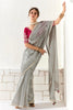 Glamorous Grey Zari Work Tissue Silk Engagement Wear Saree
