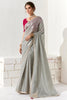 Glamorous Grey Zari Work Tissue Silk Engagement Wear Saree