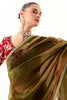 Perfect Olive Green Sequins Tissue Silk Traditional Saree With Blouse