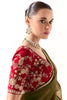 Perfect Olive Green Sequins Tissue Silk Traditional Saree With Blouse