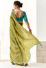 Lovable Light Green Thread Work Tissue Silk Mehendi Wear Saree
