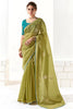 Lovable Light Green Thread Work Tissue Silk Mehendi Wear Saree