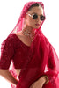 Beautiful Red Sequins Work Tissue Silk Bridal Wear Saree With Blouse