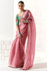 Wonderful Light Pink Border Wrok Tissue Silk Engagement Wear Saree