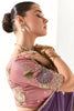 Fantastic Purple Border Work Tissue Silk Reception Wear Saree
