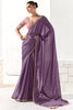 Fantastic Purple Border Work Tissue Silk Reception Wear Saree
