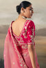 Beautiful Pink Zari Embroidered Silk Wedding Wear Saree With Blouse