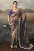 Outstanding Purple Zari Embroidered Silk Reception Wear Saree With Blouse