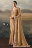 Stunning Cream Zari Embroidered Silk Festival Wear Saree With Blouse