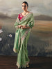 Astonishing Green Sequins Embroidered Silk Engagement Wear Saree With Blouse