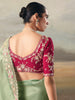 Astonishing Green Sequins Embroidered Silk Engagement Wear Saree With Blouse