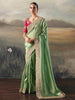 Astonishing Green Sequins Embroidered Silk Engagement Wear Saree With Blouse