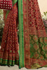 Flamboyant Maroon Patola Printed Silk Wedding Wear Saree With Blouse