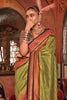 Beautiful Olive Green Zari Weaving Silk Festival Wear Saree With Blouse