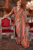 Stunning Brown Zari Weaving Silk Festival Wear Saree With Blouse