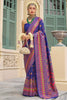 Beautiful Royal Blue Zari Weaving Silk Event Wear Saree With Blouse