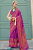 Wonderful Purple Zari Weaving Silk Event Wear Saree With Blouse