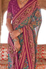 Interesting Teal Blue Patola Printed Georgette Festival Wear Saree