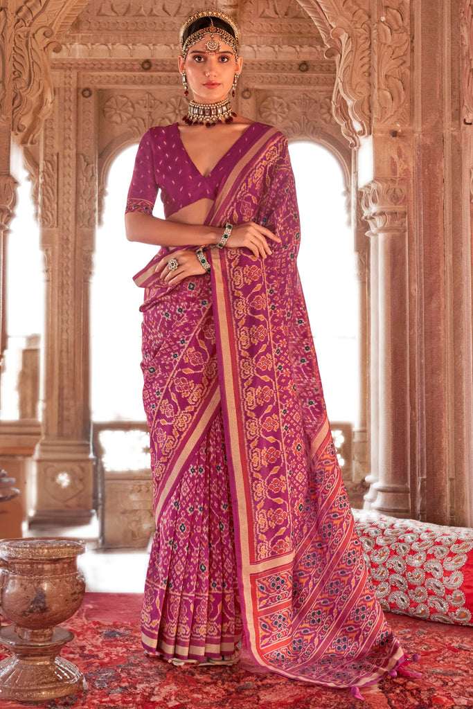 Precious Purple Patola Printed Georgette Saree With Blouse