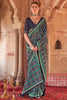 Captivating Navy Blue Patola Printed Georgette Event Wear Saree