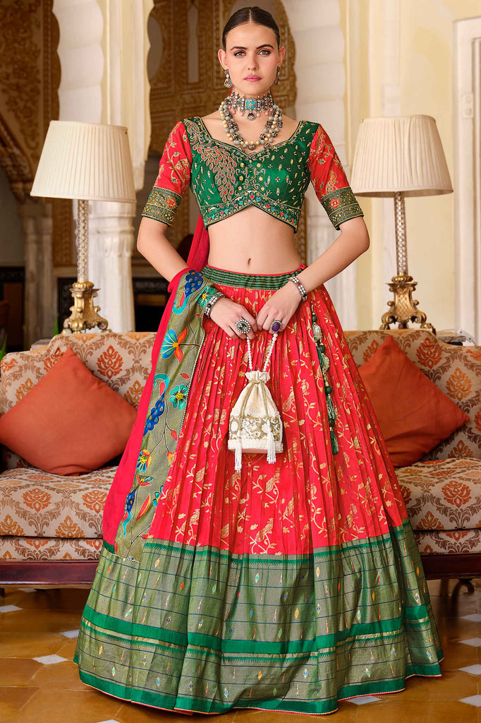 Lovable Red Sequins Silk Wedding Wear Lehenga Choli With Dupatta