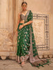 Alluring Green Zari Weaving Georgette Mehendi Wear Saree With Blouse