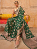 Alluring Green Zari Weaving Georgette Mehendi Wear Saree With Blouse