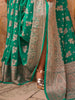 Fantastic Teal Green Zari Weaving Georgette Saree With Blouse