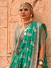 Fantastic Teal Green Zari Weaving Georgette Saree With Blouse