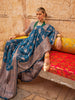 Beautiful Dusty Blue Zari Weaving Georgette Festival Wear Saree