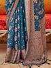 Beautiful Dusty Blue Zari Weaving Georgette Festival Wear Saree