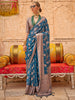 Beautiful Dusty Blue Zari Weaving Georgette Festival Wear Saree